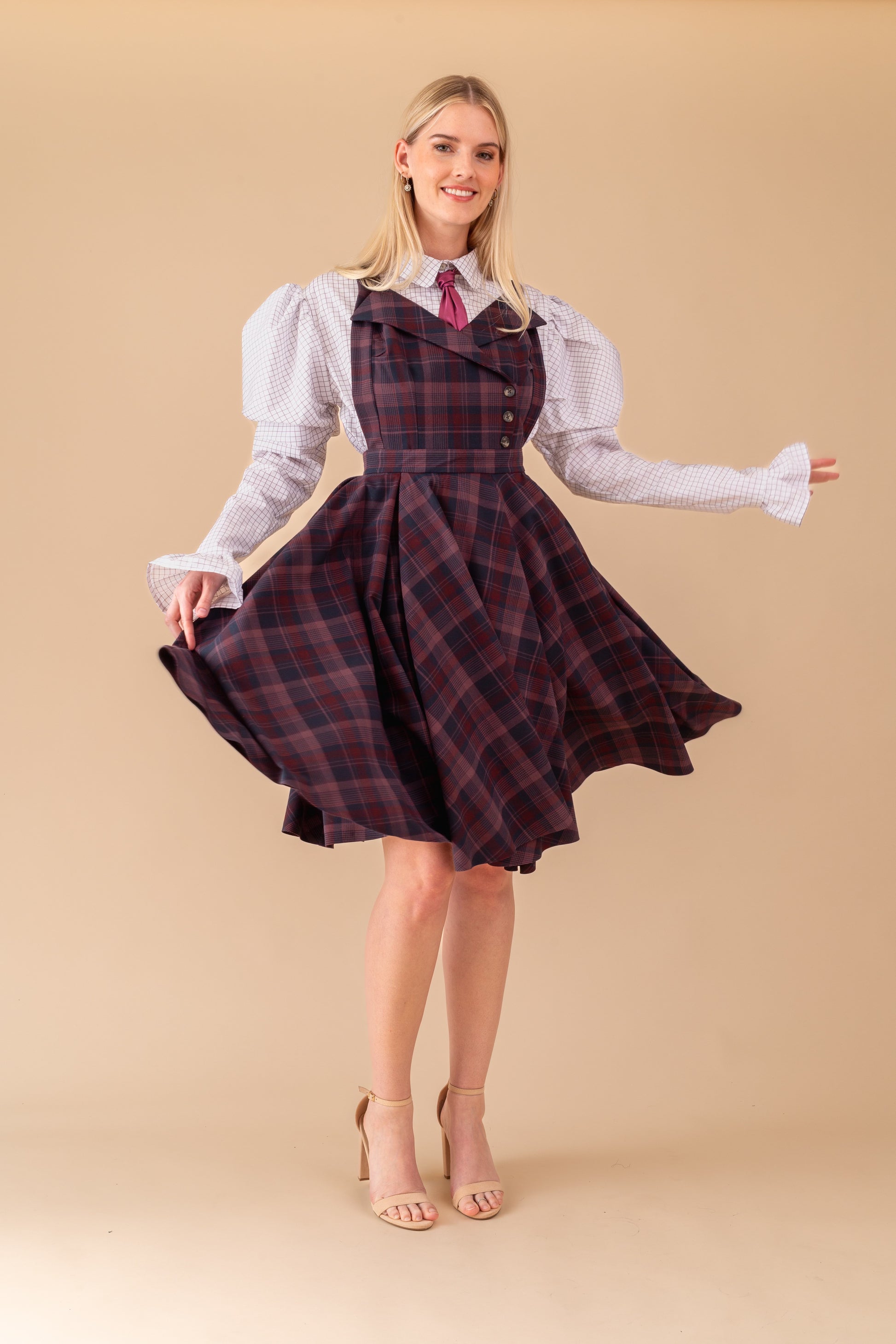 Academia Dress Mutton Sleeve sewing pattern front view