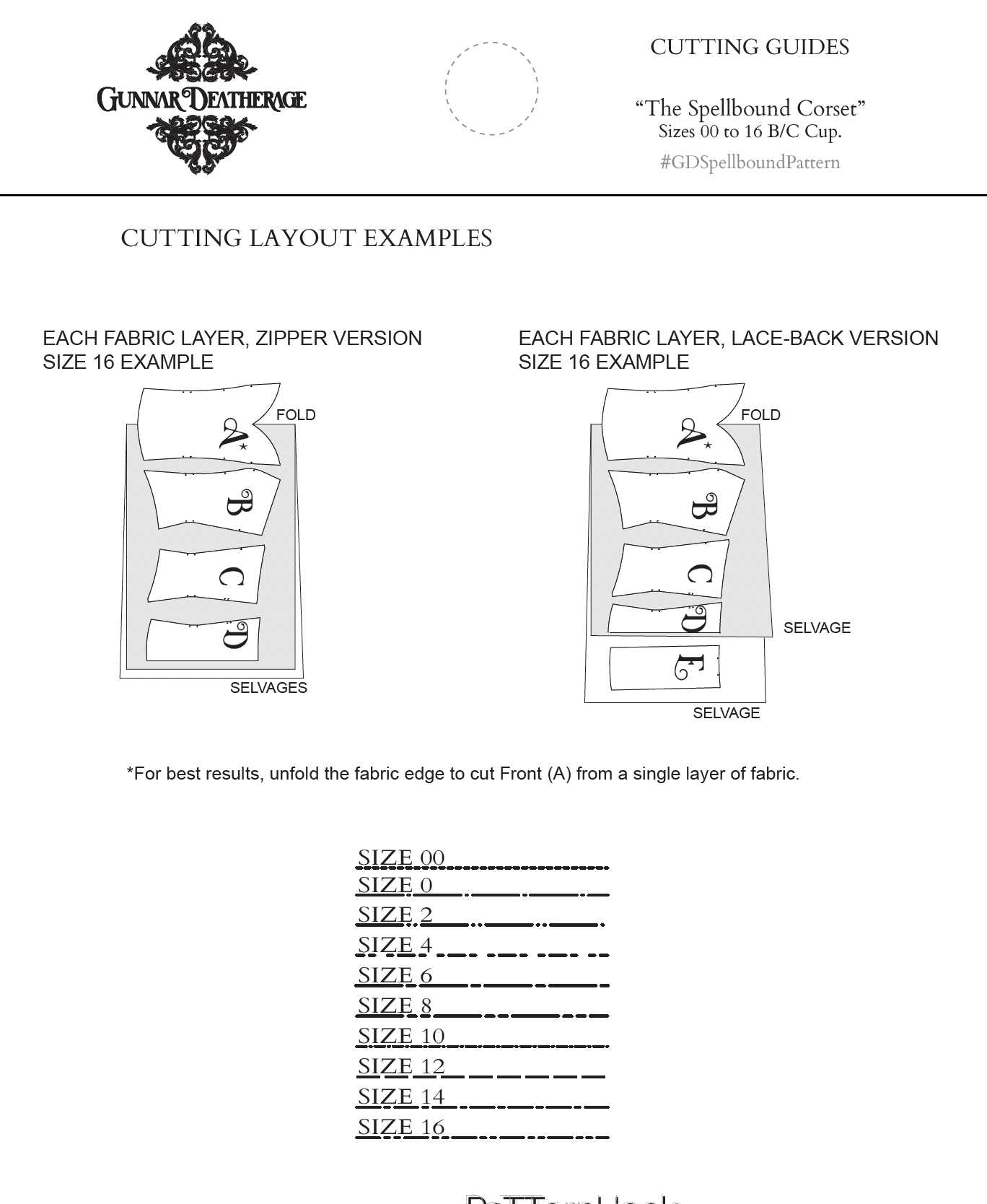 The Spellbound Corset Sewing Pattern PDF | Gunnar Deatherage