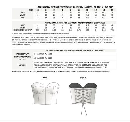 The La Farfalla Bustier Sewing Pattern PDF | Gunnar Deatherage