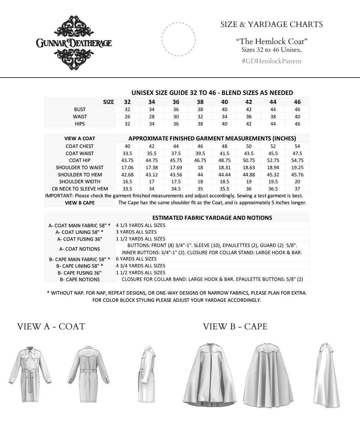 The Hemlock Coat and Cape Sewing Pattern PDF | Gunnar Deatherage