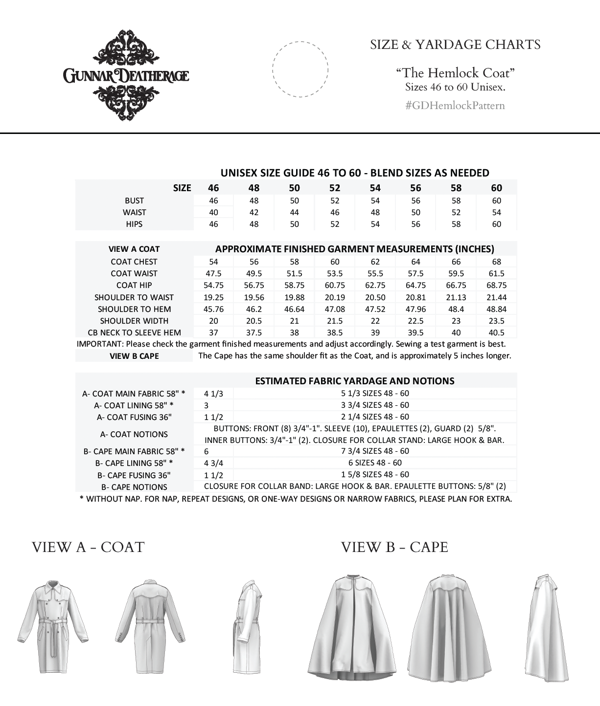 The Hemlock Coat and Cape Sewing Pattern PDF | Gunnar Deatherage