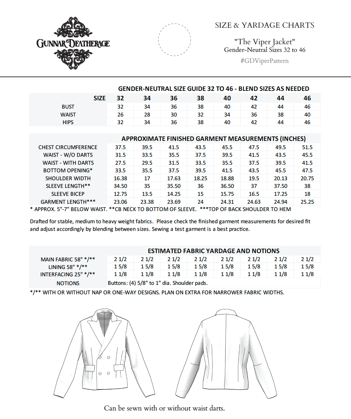 The Viper Blazer Sewing Pattern PDF | Gunnar Deatherage