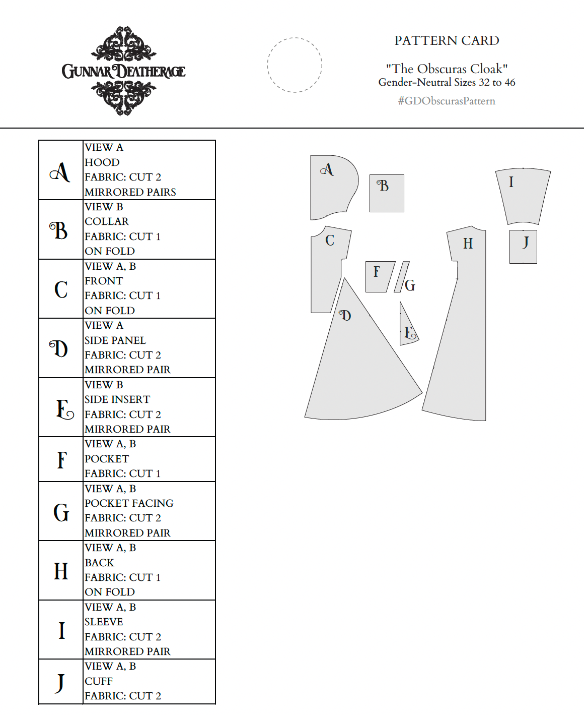 The Obscuras Hoodie Sewing Pattern PDF | Gunnar Deatherage