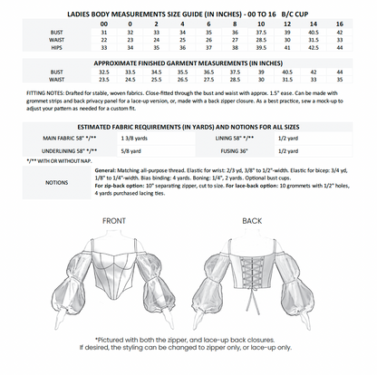 The Renaissance Bustier Sewing Pattern PDF | Gunnar Deatherage