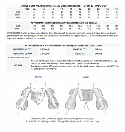 The Renaissance Bustier Sewing Pattern PDF | Gunnar Deatherage