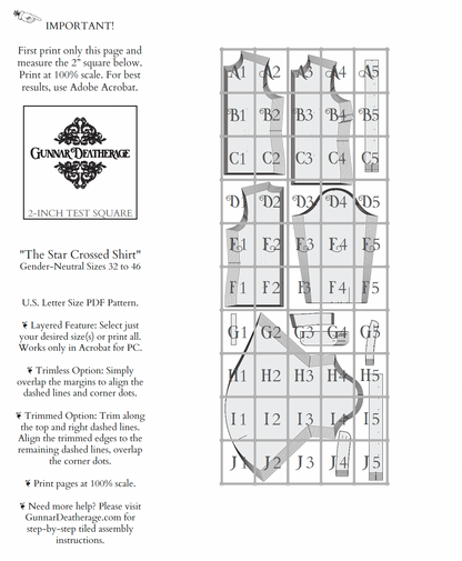 The Starcrossed Shirt Sewing Pattern PDF | Gunnar Deatherage